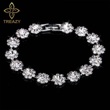 New Luxury Rhinestone Crystal Bracelets & Bangles for Women - Silver Plated Bridal Bracelets Fashion Jewellery